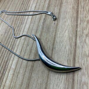 Monet Silver Tone Wave Pendant Chain Necklace